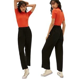 Everlane Black The Put-Together Easy Pant Tencel Trousers Size 2 XS Linen Feel